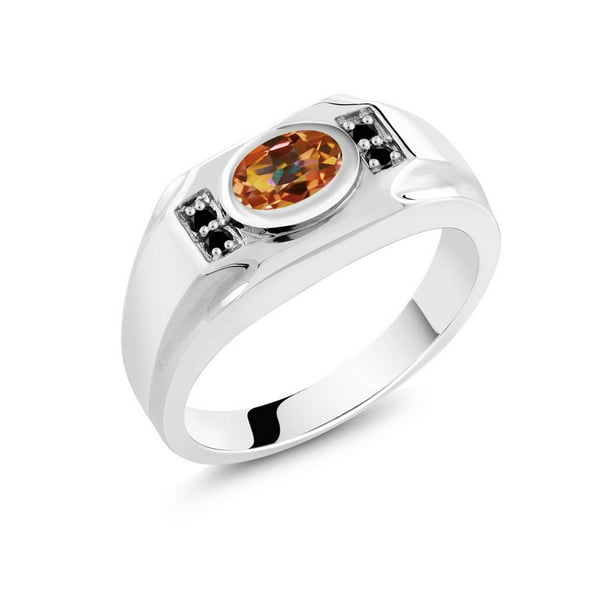 Gem Stone King 1.50 Ct Oval Ecstasy Mystic Topaz 925 Sterling Silver Mens Ring Gem Stone King 1.50 Ct Oval Ecstasy Mystic Topaz 925 Sterling Silver Mens Ring